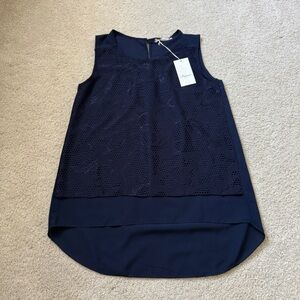 Francesca Navy Blue Lace Sleeveless Top